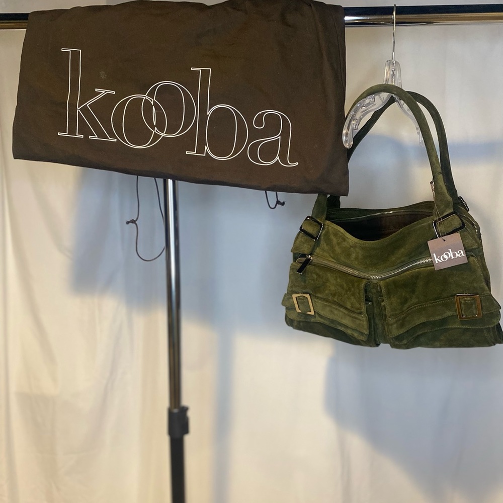 KOOBA Green Vintage Edie Plush Suede Leather Bag